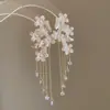Cadena de Flor Mariposa Aguja de Plata Colgante de Borla Pendientes de Cristal Pendientes Estilo Corte Francés Pendientes de Diseño Nicho