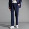 Pantalones Casuales de Pierna Recta para Hombre, Pantalones de Seda de Hielo para Hombre, Pantalones de Traje de Negocios para Primavera y Otoño, Color Puro, Estilo Ligero y Maduro, Pantalones Formales Versátiles