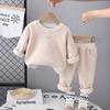 Invierno 2024 principios de invierno nuevo para niños transfronterizo con forro polar, casual de cuello redondo, terciopelo de grano olímpico de dos piezas al por mayor