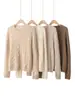 Nuevo Suéter de Punto Trenzado Cuello Redondo 100% Cachemira Pura Otoño/Invierno para Mujer, Estilo Holgado y Casual