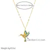 Collar Colgante de Pájaro Volador con Esmalte y Pedrería de Alta Gama Venta al por Mayor Transfronteriza Acero Inoxidable Chapado en Oro Cadena para Clavícula Decoración Femenina de Lujo Ligero