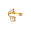 Estilo Ins Nuevo Anillo Serie Perla Imitación Acero Inoxidable Anillo Forma de Corazón Nicho para Mujer Acero de Titanio Lujo Accesible Joyería de Mano Al por Mayor
