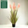 Plantas em vaso de junco artificial e capim-dos-pampas transfronteiriças, plantas verdes de penas artificiais, ornamentos decorativos, plantas verdes artificiais, decorações de plantas simuladas