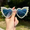 Nuevas Gafas de Sol Vintage con Perlas, Personalidad, Forma de Corazón para Hombres y Mujeres, Estilo Callejero para Fiestas, Gafas de Sol para Influencers, 2025