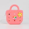 Bolsa de Moedas de Silicone Perfurada DIY Mochila Bolsa Tote Pequena Infantil Armazenamento de Moedas Fone de Ouvido Cabo de Dados Desenho Animado de Animal