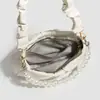 Bolso de Hombro Nube de Perlas para Mujer GDCK, Bolso de Mano de PU Blanco Crudo, Incluye 2 Correas