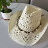 Sombrero de Paja de Concha Estilo Bohemio Verano Playa Estilo Étnico Sombrero Hueco Parasol Protector Solar Sombrero Vaquero Occidental