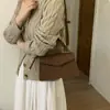 Bolso Cruzado de Hombro Único Texturizado de Color Sólido, Bolso Cuadrado Pequeño de Nicho para Viajes de Otoño, de Moda Este Año para el Traslado Diario de Mujeres