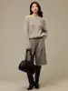Suéter de fio mesclado 100% lã suéter de fleece escovado suéter de tricô vazado com lantejoulas nova blusa solta feminina para o início do outono