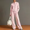2026 moda europea y americana transfronteriza nueva sudadera con cárdigan de color liso con cuello alto y conjunto de pantalones de pierna ancha para tiendas online independientes