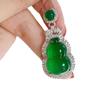 Pingente de cabaça na cor jadeíta natural, colar de cabaça com incrustações de calcedônia verde imperial, elegante colar com pingente de jade para homens e mulheres.