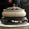 Quemador de incienso de cerámica rústica grande para uso doméstico, soporte para incienso de bobina de sándalo de cerámica, soporte de incienso para interiores, base de incienso de artemisa, quemador de aromaterapia