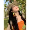 Vacaciones en la Isla~ Pendientes Tejidos de Estrellas de Mar Coloridas Estilo Resort para Mujer, Pendientes de Alta Gama, Pendientes Exagerados Impresionantes para la Costa