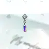 Brincos Pingente Retangular de Pedra em Liga de Titânio F136 Titânio G23 Rosca Interna Zircônia Piercing Labial Joias Headpiece