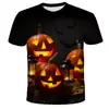 AliExpress Comércio Transfronteiriço Europeu e Americano Camiseta com Estampa Digital 3D de Gato Preto Bruxa Abóbora
