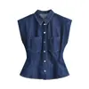 Ins Transfronterizo Europeo y Americano 2026 Nueva Moda Elegante Ropa para Mujer al por Mayor Chaleco Cardigan sin Mangas Conjunto de Pantalones de Mezclilla