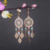 Aretes Turquesa Bohemios Europeos y Americanos Retro Búho Geométricos Atrapasueños Pluma Borla Aretes Mujeres