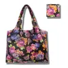 Sacola de Compras Dobrável, Bolsa Quadrada de Tecido Floral, Bolsa Tote Portátil e Resistente, Sacola Ecológica para Compras de Supermercado, Bolsa Impermeável para Armazenamento