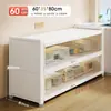 Estantería de almacenamiento de cocina independiente, gabinete de almacenamiento funcional de varias capas para montaje en pared con una encimera de losa de roca para cortar y servir alimentos