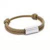 Joyería Transfronteriza Europea y Americana, Pulsera Ajustable Cuadrada de Tubo de Acero Inoxidable con Láser, Pulsera Ajustable Tejida a Mano de Paracord