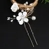 Peine para el Cabello Hoja Dorada Transfronterizo Accesorios para el Cabello Hecho a Mano Set de Novia Peine de Flores Pasador Joyería