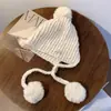Gorro de Lana Gris Tejido Coreano para Mujer de Invierno Nuevo Multifacético que Muestra la Cara Pequeño Engrosado Circunferencia de la Cabeza Cálido Gorro con Protección para las Orejas