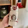 Vaso de Plástico de Grado Alimenticio, Modelo Nuevo con Doble Tapa, Vaso Portátil Grande con Popote, Botella de Agua de Gama Alta Linda y Elegante para Niños