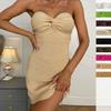 Moda Europeia e Americana Cruz Tubinho de Lã Slim Fit Laço Popular Alta Qualidade Abraça o Quadril Vestido Sexy Saia Curta para Mulheres