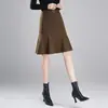 Falda de Lana Moda Gruesa Vestido de Mujer Nudo Doble Moda Falda de Cola de Pez Falda Corta de Cadera Otoño e Invierno Falda Nueva