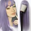 Amazon Europea y Americana Nueva Moda Peluca Cosplay Femenino Peluca Universal Colorida Flequillo Completo Cabello Largo Liso Fibra Química Tocado