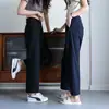 Pantalones de vestir rectos de primavera y otoño, Pantalones casuales holgados de pierna ancha, Pantalones negros versátiles que estilizan, Pantalones azul marino profesionales para ir al trabajo