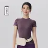 Camiseta Deportiva Nueva Transfronteriza para Mujer, Cuello Redondo, Manga Corta, Absorbente de Sudor, Transpirable, Entrenamiento de Running, Top de Yoga Ajustado