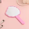 Nuevo Espejo de Mano de Encaje con Forma Irregular para Niñas, Espejo Pequeño Portátil con Mango Imprimible, Espejo de Maquillaje