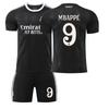 25-26 Uniforme de Entrenamiento del Real Madrid Negro Camiseta de Fútbol para Niños Número 9 Mbappe 7 Vinicius 15 Gueyer Set de Camisetas