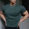Camiseta Masculina de Algodão Pesado Estilo Americano Retrô Esportiva Manga Curta Verão Tendência Casual Cor Sólida Camiseta Básica Versátil