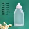 En Stock Botella Exprimidora Plana Semi-Transparente de 350 ml con Boquilla Puntiaguda, Botella Vacía de Plástico PP Resistente a Altas Temperaturas, Suministro Directo de Fábrica