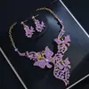 Collar de flor colorida con pedrería de alta gama de Europa y América y juego de pendientes de mariposa accesorios para vestido de novia venta al por mayor