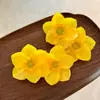 Horquilla de Flor Doble Amarillo Brillante Tocado de Vacaciones de Verano en la Costa Dulce Horquilla para Flequillo Lateral Accesorio para el Cabello Flor de Huevo