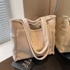Bolsa de veludo cotelê de grande capacidade estilo japonês, bolsa feminina simples e versátil de cor sólida, bolsa de compras, bolsa de ombro artística