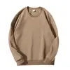 Moletom de algodão chinês composto com seda de leite, peso pesado, para primavera e outono, gola redonda, camada base, disponível em várias cores, atacado, pulôver liso, unissex