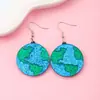 Europa y Estados Unidos transfronterizo protección ambiental de la tierra pendientes acrílicos redondos con purpurina para mujer pendientes geométricos retro joyería