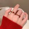 Anillo Abierto Apilable Vintage Exquisito con Zircón de Gota de Aceite Serie Anillo Rojo