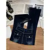 Jeans de Micro-Campana Azul Grisáceos de Otoño para Hombres y Mujeres 2026 Nuevos de Cintura Alta Elásticos Adelgazantes de Moda Jeans de Campana