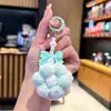 Lindo y Creativo Llavero de Flor con Bola de Peluche, Flor de Felpa, Colgante de Bolso a la Moda, Colgante para Teléfono Móvil, Regalo Llavero