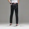 Jeans preto de alta qualidade italiano em Lyocell, não desbota, para homens, novo estilo outono e inverno, skinny slim-fit, stretch, forrado com fleece, moderno
