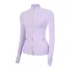 Jaqueta LU com gola alta e zíper dourado, casaco esportivo de manga longa, top de alta elasticidade slim-fit para corrida, fitness e yoga para mulheres