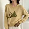 Suéter Redondo Jacquard Oso de Miel para Mujer, Nuevo Otoño/Invierno 2026, Ajuste Holgado Adelgazante Rejuvenecedor, Top de Punto Suave