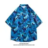 Isla de Hainan Sanya Estilo Verano Tailandia Viaje Flor Pareja Casual Holgada Chaqueta Estilo Hong Kong Manga Corta Playa Camisa para Hombre