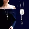 Estilo Coreano Moda Outono e Inverno Corrente de Lã de Cristal Feminina Elegante Simples Franja Longa Pingente Colar Acessórios de Pingente para Roupas