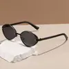 Óculos de Sol Retrô de Metal Oval Olho de Gato Moda 2025 Nova Moda Estilo Ins Pesca Anti-reflexo Óculos de Sol